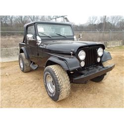 1984 JEEP 4X4, S/N 1JCCF87E8ET136814, GAS ENGNE, 5 SPD TRANS, CANOPY, ODOMETER READING 6,596 MILES (