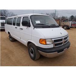 2002 DODGE VAN, S/N 2B5WB35Y32K122088, GAS ENG, A/T, ODOMETER READING 290,213 MILES