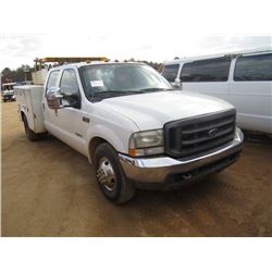 2004 FORD F350 CREW CAB SERVICE TRUCK, S/N 1FTWW32P44EC99537, POWER STROKE DIESEL ENG, A/T, READING 