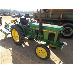 JOHN DEERE 750 FARM TRACTOR, S/N 006306, 3 PTH, PTO, 9.5-24 REAR TIRES, 4.00-15 FRONT TIRES, METER R