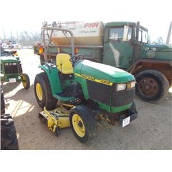 JOHN DEERE 4200 LAWN TRACTOR, S/N LV4200H120033, 3 PTH, PTO, 1 HYD REMOTE, 72" DECK, ROLL BAR, METER