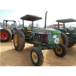JOHN DEERE 2750 FARM TRACTOR, S/N 560918, 3 PTH, PTO, 2 HYD REMOTES, CANOPY, 18.4-30 REAR TIRES, 7.5