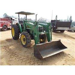 JOHN DEERE 5410 MFWD FARM TRACTOR, S/N 142245, JD 540 LOADER ATTACH, GP BUCKET, POWREVERSER, CANOPY,