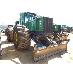 JOHN DEERE 848H GRAPPLE SKIDDER, S/N 637210 (11 YR) DUAL ARCH, WINCH, ECAB W/AIR, 35.5X32 TIRES, MET