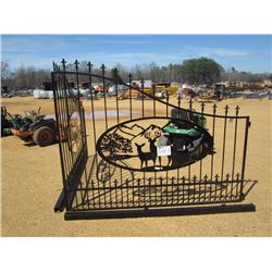 16' DEER DESIGN IRON GATE W/POST