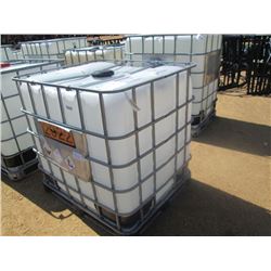 275 GALLON PLASTIC CONTAINER W/ METAL CAGE