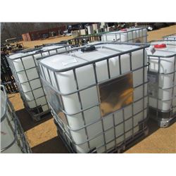 325 GALLON PLASTIC CONTAINER W/ METAL CAGE