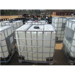 275 GALLON PLASTIC CONTAINER W/ METAL CAGE