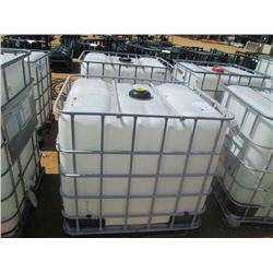 275 GALLON PLASTIC CONTAINER W/ METAL CAGE