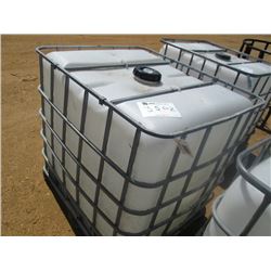 275 GALLON PLASTIC CONTAINER W/ METAL CAGE