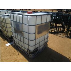 325 GALLON PLASTIC CONTAINER W/ METAL CAGE