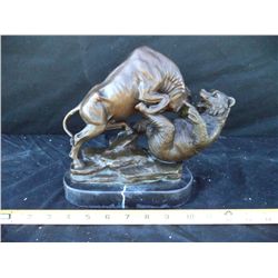 Bull & Bear Fighting Bronze Statue