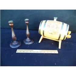 Baby Bourbon Barrel, Wooden Candelabras