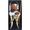 Image 1 : Large Horn Bar Stool with Hair-on Cow Hide