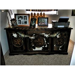 Bull Horn & Hair-On Hide Executive Desk