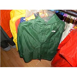 RAIN GEAR - GREEN RAIN COAT - M RETAIL $20 - BUY NOW IN HOUSE - $10 EA SET