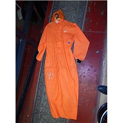 RAIN GEAR - JUMP SUIT -NEON ORANGE -  "OX" - S RETAIL $100 - BUY NOW IN HOUSE - $35 EA SET