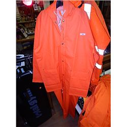 RAIN GEAR - 2 PC SUIT - NEON ORANGE - L RETAIL $100 - BUY NOW IN HOUSE - $35 EA SET