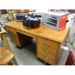 VINTAGE OAK DOUBLE PEDESTAL DESK