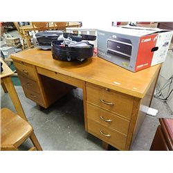 VINTAGE OAK DOUBLE PEDESTAL DESK