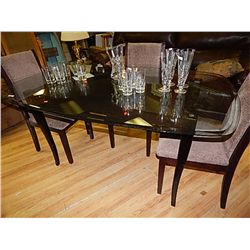 MAHOGANY AND GLASS DINING TABLE