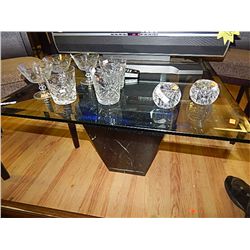 GLASS AND MARBLE END TABLE