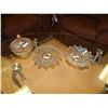 Image 3 : GOLD TRIM BOWL WITH LID & 2 CARNIVAL GLASS DISHES
