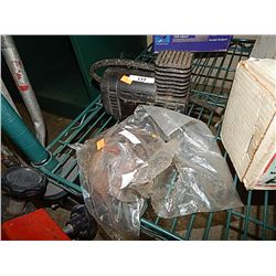 BAG OF MISC AND 12 VOLT COMPRESSOR