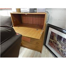 TEAK 4 DRAWER CHEST WITH DROP FRONT