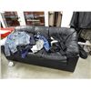 Image 1 : LEATHER COUCH - AS-IS IS - STUFFING SHIFTED IN ONE SECTION - NOT CUT OR RIPPED