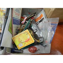 BOX OF ASSORTED FISHING GEAR