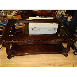 NEW CARVED MAHOGANY COFFEE TABLE - GLASS REQUIRED