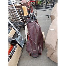 GOLF CLUBS, BAG AND CART