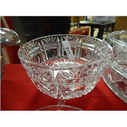 GLASS BOWL WITH FEET & SMALL GLASS CREAMER