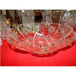 HEAVY CUT GLASS SERVING BOWL