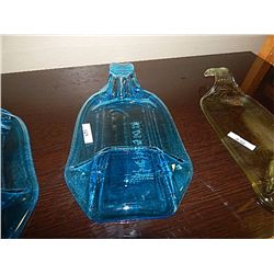 ART GLASS FLATTENED BOTTLE - BLUE
