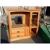 Image 1 : OAK ENTERTAINMENT UNIT - SIDE CABINET & 2 DRAWERS