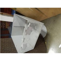 COMMERCIAL METAL STORE DISPLAY BIN ON PEDESTAL - GREY - CAN BE 1 OR 2 COMPARTMENT
