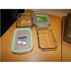 BAKING DISHES / CONTAINERS - GLASS - 4 TOTAL