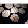 Image 2 : ASSORTED COINS - INCLUDING SEVERAL $50 & $2 MEXICAN COINS AND 1 1949 10 FRANC COIN AND EVEN SOME CAN