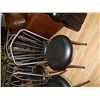 Image 1 : POWDER COATED METAL DINING CHAIR WITH LEATHER SEATS - POINT OF BACK OF CHAIR - BID X 4