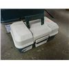 Image 1 : TACKLE BOXES -1 GRN & WHT - NEEDS WIRE FOR CLOSURE AND 1BROWN = 2 TOTAL