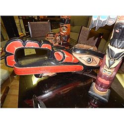 HAND CRAFTED AND PAINTED NATIVE MASK / HEAD DRESS - 1 OF A KIND - HAND SIGNED BY ARTIST - 28" LONG