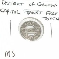 DISTRICT OF COLUMBIA *CAPITAL TRANSIT* FARE TOKEN *RARE HARD TO FIND-MS HIGH GRADE*!! COIN CAME OUT