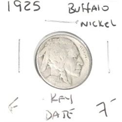 1925 *RARE KEY DATE* BUFFALO NICKEL RED BOOK VALUE $7.00+ *NICE EARLY FINE GRADE*!! BUFFALO NICKEL C