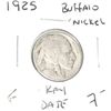 Image 1 : 1925 *RARE KEY DATE* BUFFALO NICKEL RED BOOK VALUE $7.00+ *NICE EARLY FINE GRADE*!! BUFFALO NICKEL C