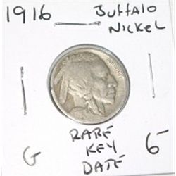1916 *RARE KEY DATE* BUFFALO NICKEL RED BOOK VALUE $6.00+ *NICE EARLY GOOD GRADE*!!