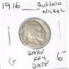 Image 1 : 1916 *RARE KEY DATE* BUFFALO NICKEL RED BOOK VALUE $6.00+ *NICE EARLY GOOD GRADE*!!