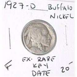 1927-D *EXTREMELY RARE KEY DATE* BUFFALO NICKEL RED BOOK VALUE $20.00+ *NICE EARLY FINE GRADE*!!