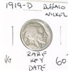 Image 1 : 1919-D *EXTREMELY RARE KEY DATE* BUFFALO NICKEL RED BOOK VALUE $60.00+ *NICE EARLY VERY GOOD GRADE*!